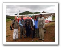 Daniel Shaw (new missionary pilot), Julius Korir, Jerry, Berhanu, Abdi (plane guard), Pastor Abraham
